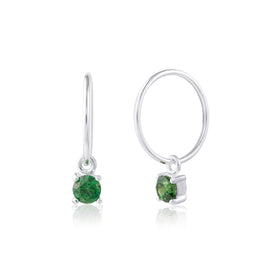 Sterlingsilber Smaragd CZ Mai 12 mm Anhänger Creolen Ohrringe