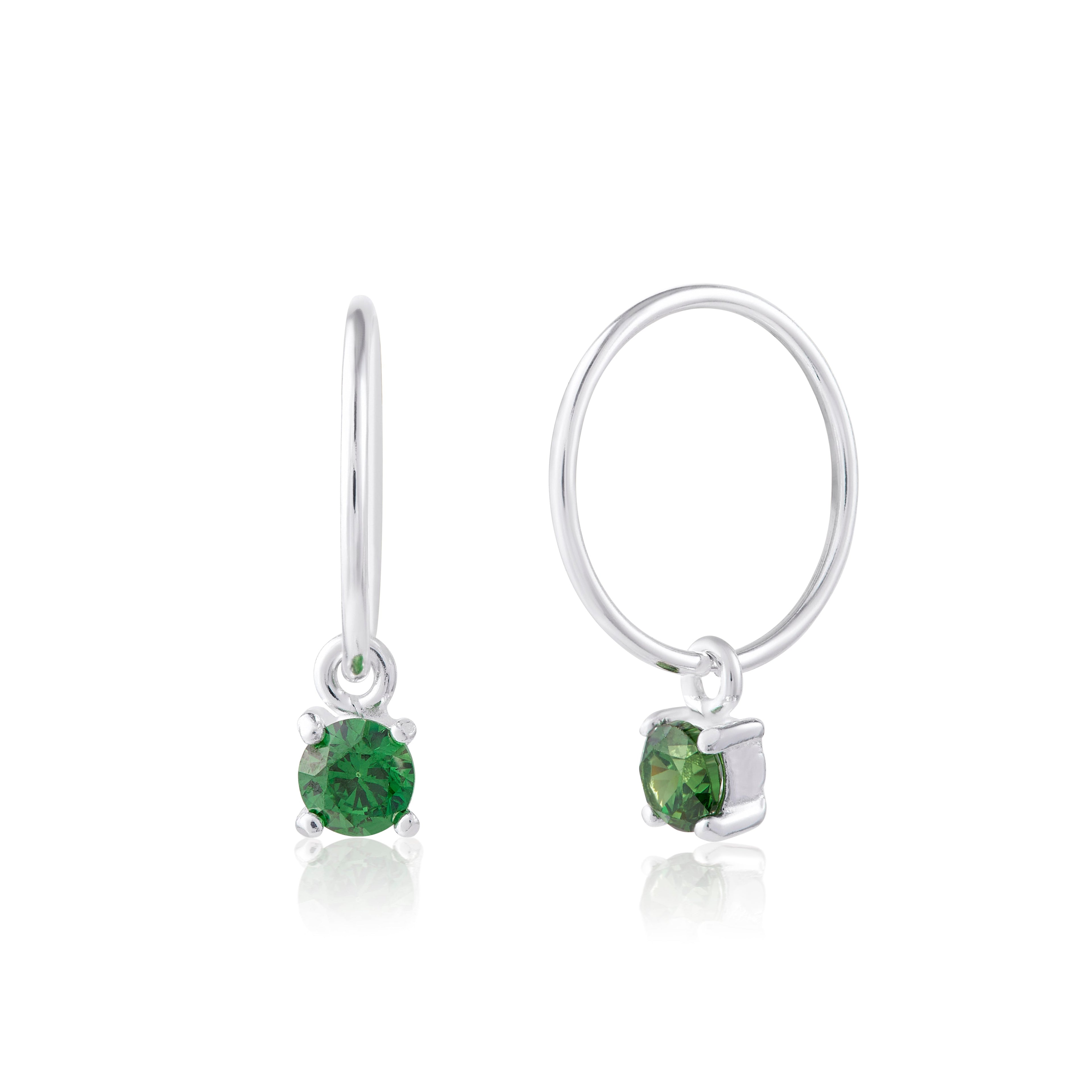 Sterlingsilber Smaragd CZ Mai 12 mm Anhänger Creolen Ohrringe