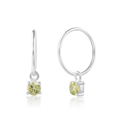 Sterlingsilber Peridot CZ August 12mm Anhänger Creolen Ohrringe