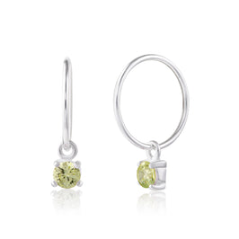 Sterlingsilber Peridot CZ August 12 mm Anhänger Creolen Ohrringe