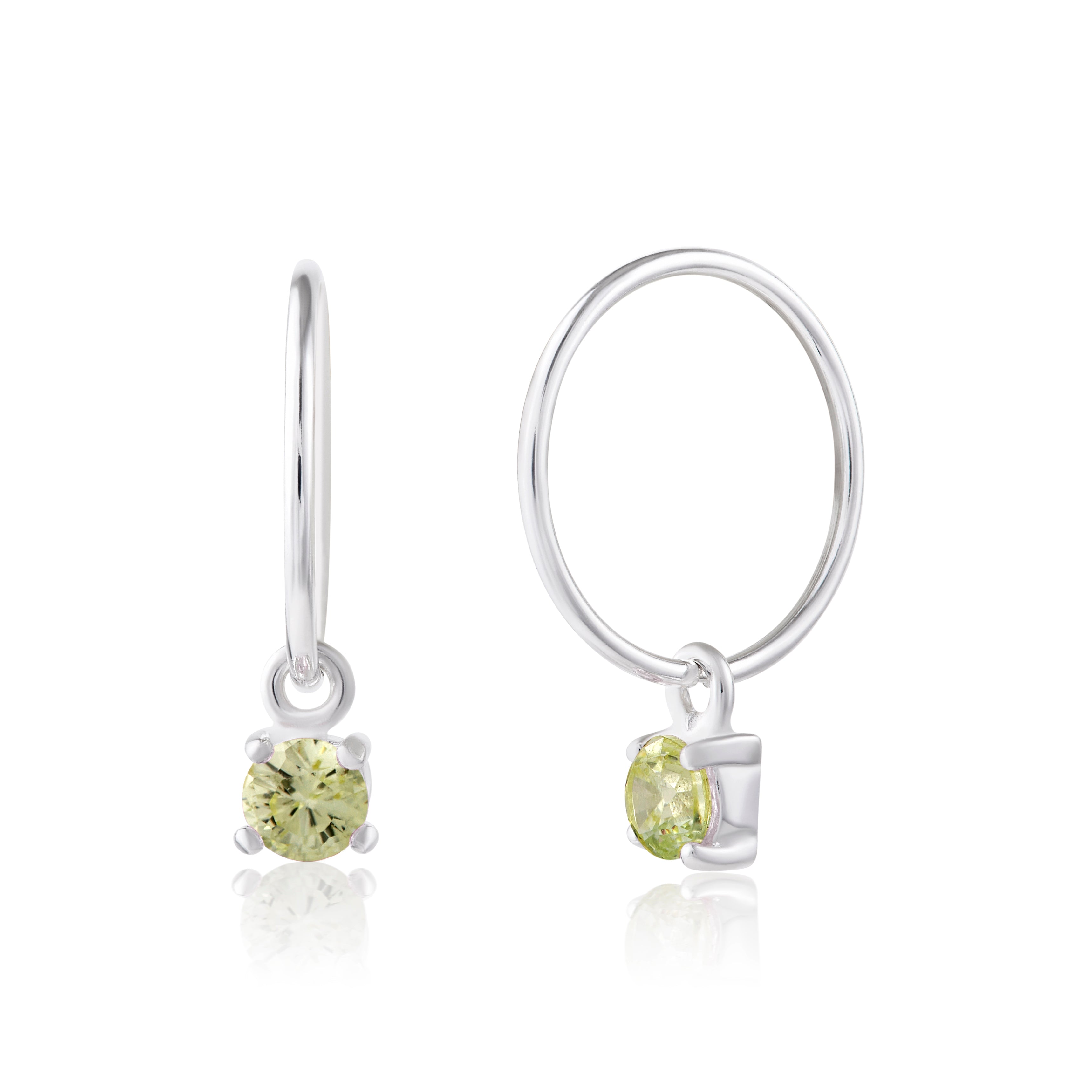 Sterlingsilber Peridot CZ August 12 mm Anhänger Creolen Ohrringe