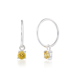 Sterlingsilber Zitrin CZ November 12 mm Anhänger Creolen Ohrringe