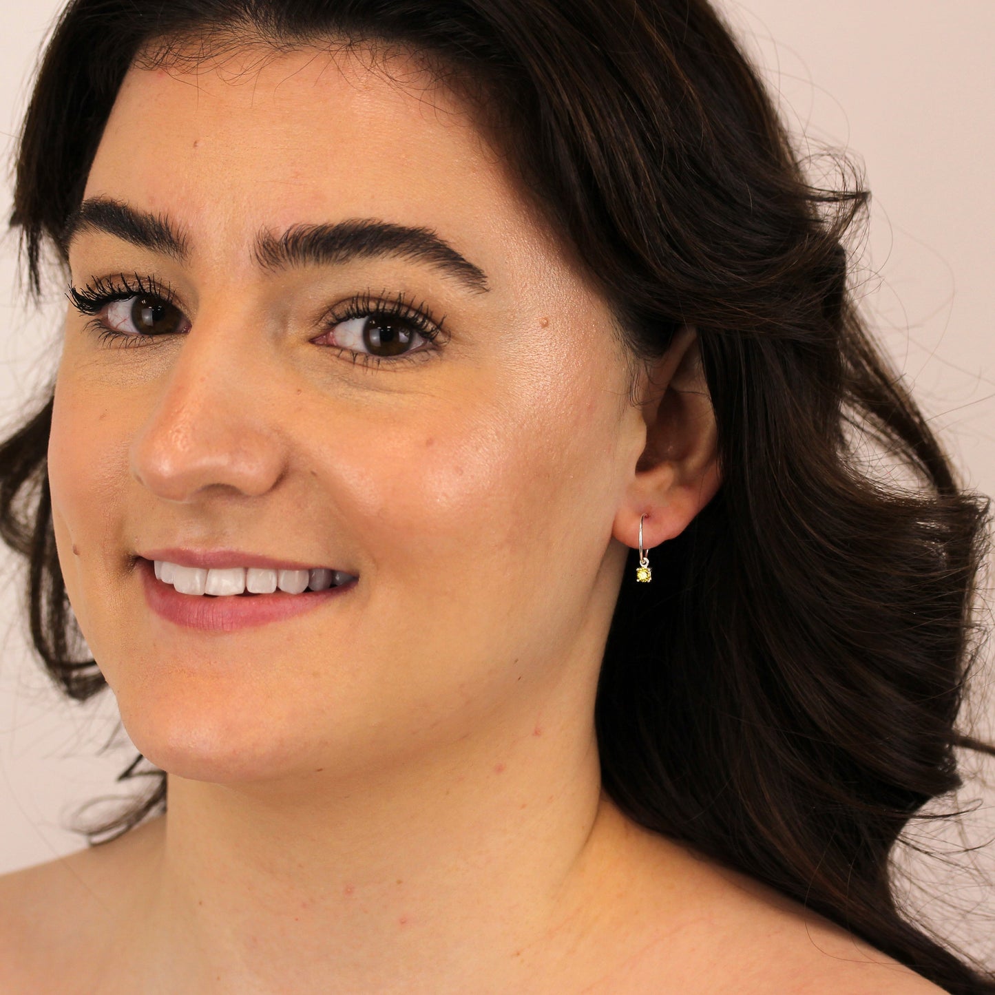 Sterlingsilber Zitrin CZ November 12mm Anhänger Creolen Ohrringe