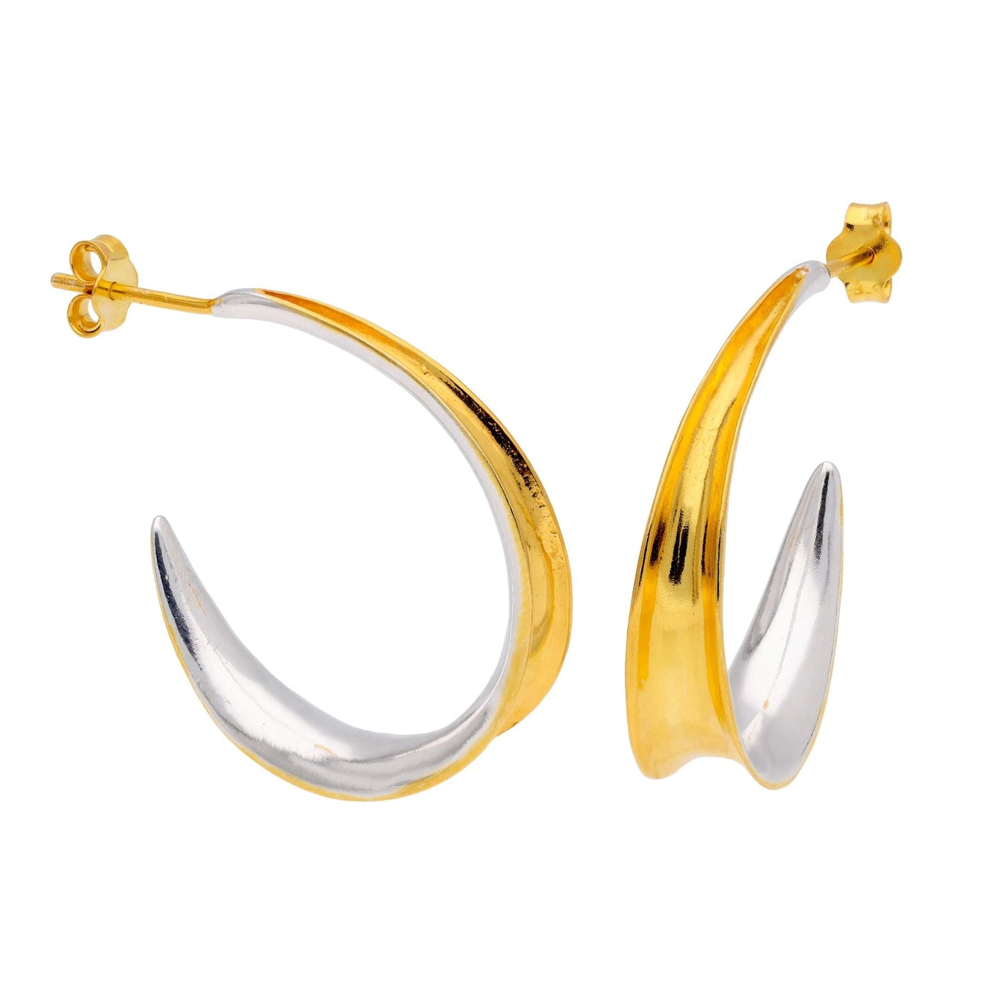 Zweifarbige offene Creolen aus Sterlingsilber, 24 mm