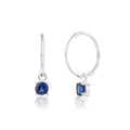 Sterlingsilber Saphir CZ September 12 mm Anhänger Creolen Ohrringe