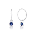 Sterlingsilber Saphir CZ September 12 mm Anhänger Creolen Ohrringe