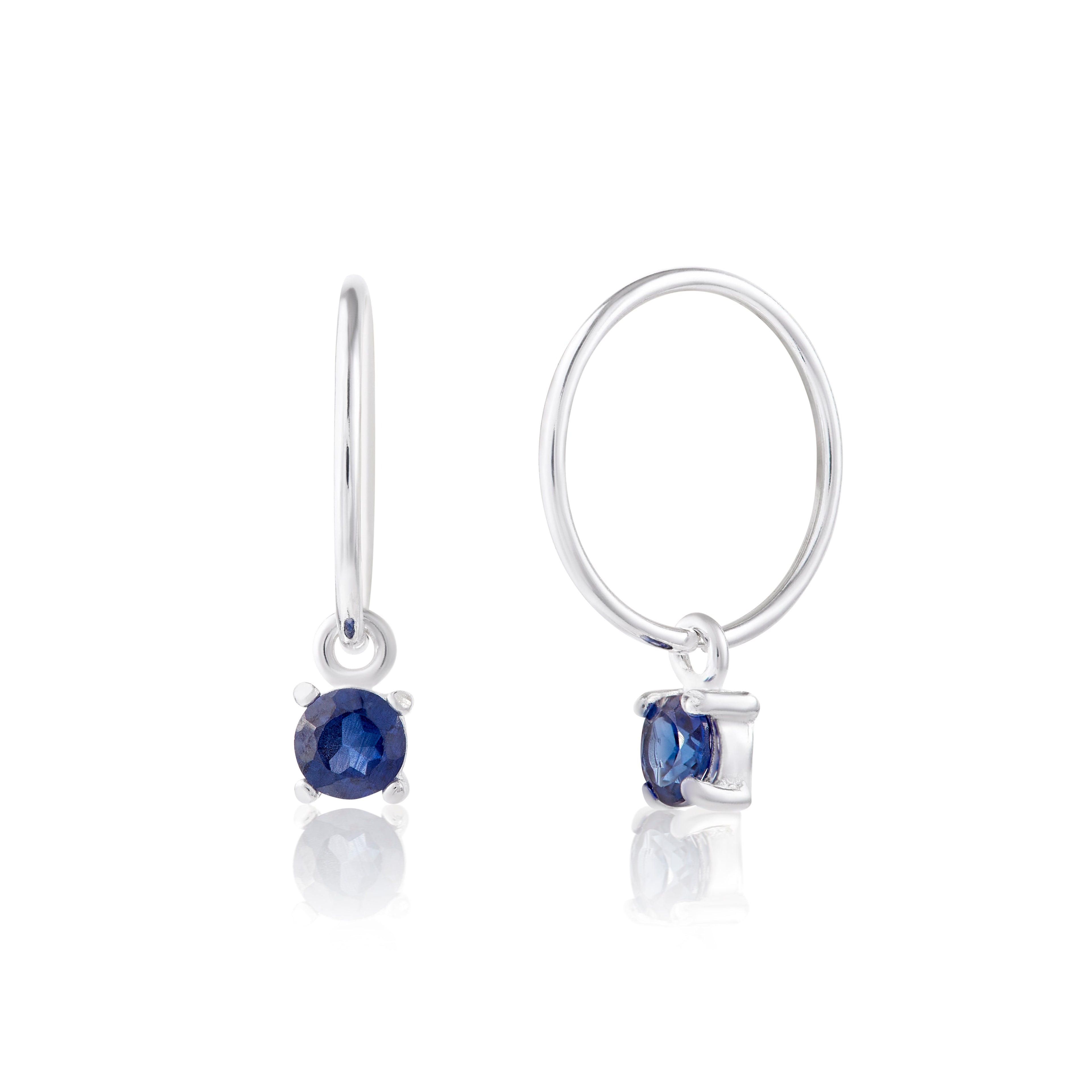 Sterlingsilber Saphir CZ September 12 mm Anhänger Creolen Ohrringe
