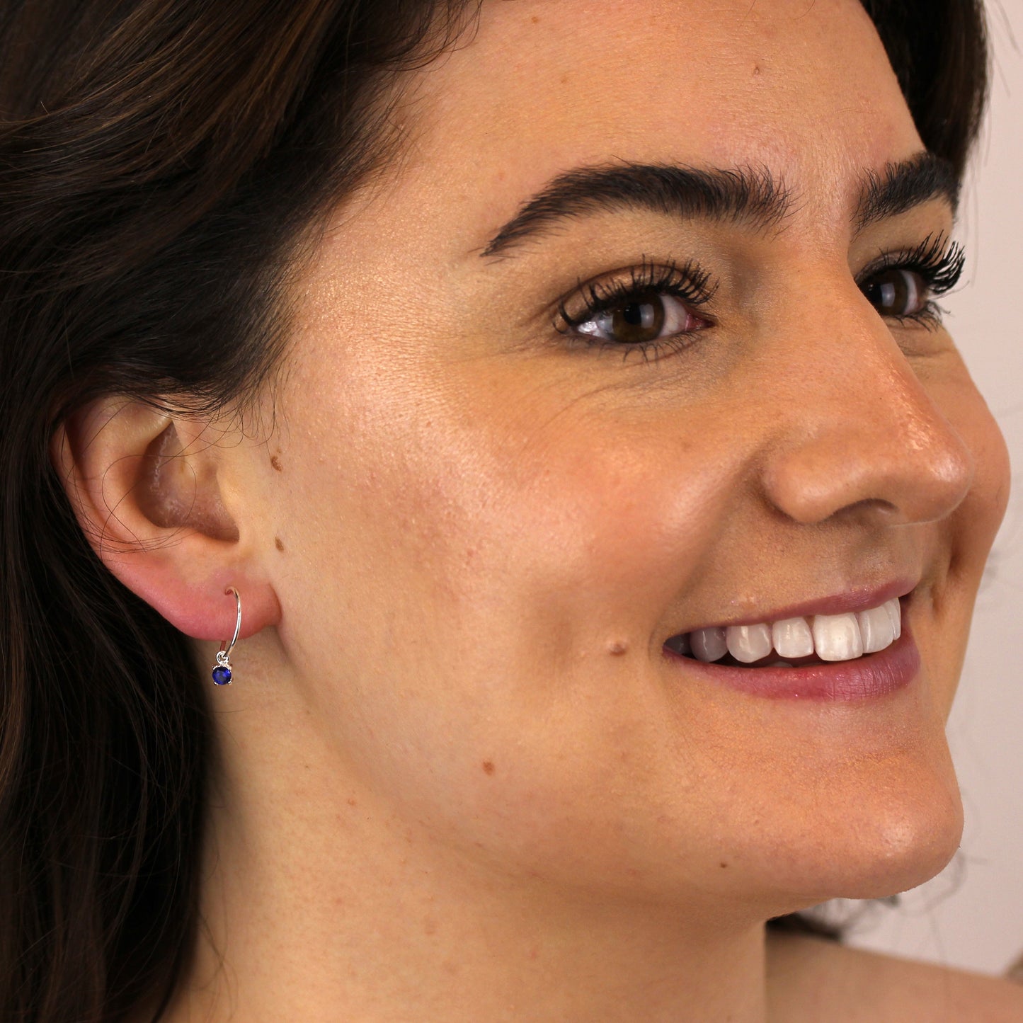 Sterlingsilber Saphir CZ September 12mm Anhänger Creolen Ohrringe