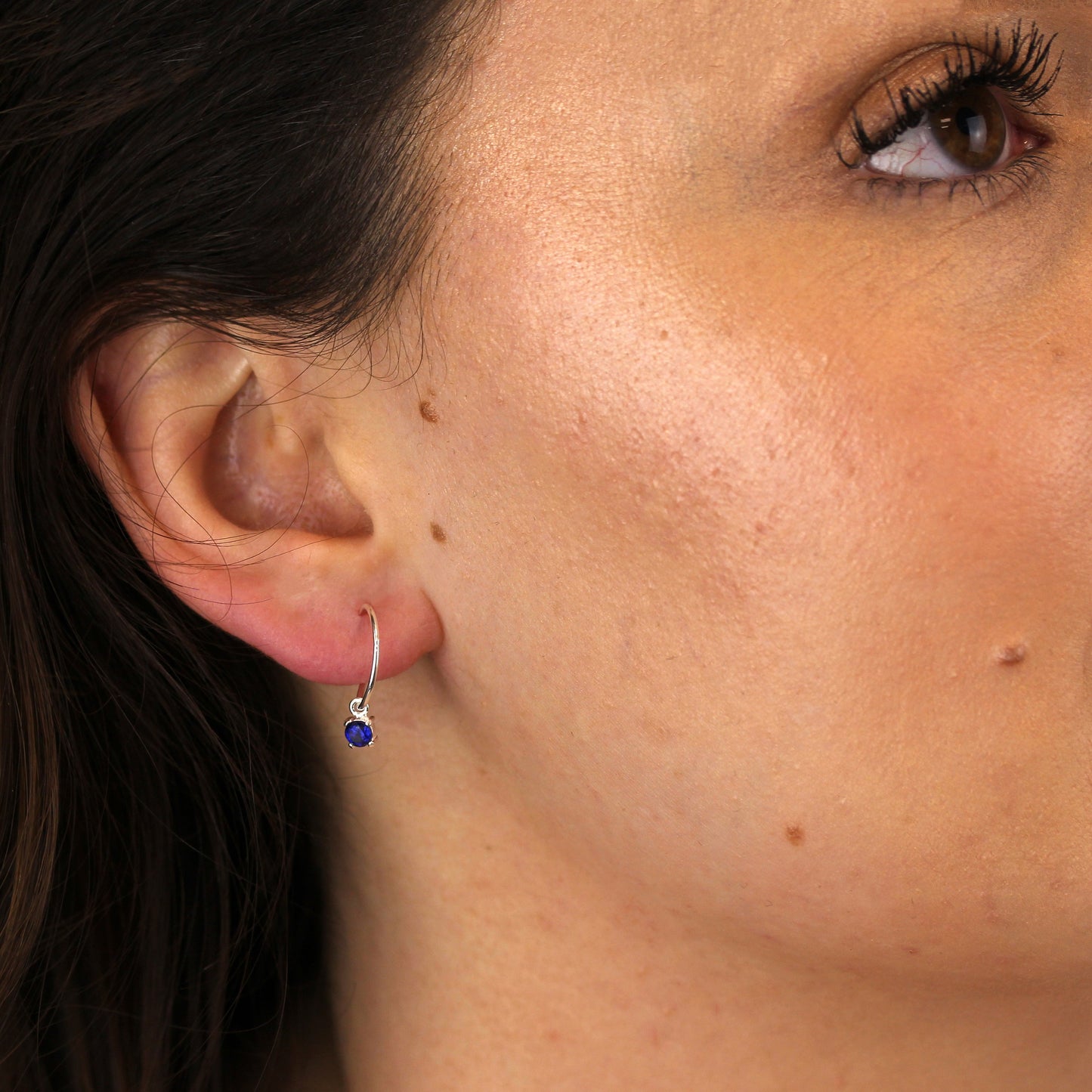 Sterlingsilber Saphir CZ September 12mm Anhänger Creolen Ohrringe