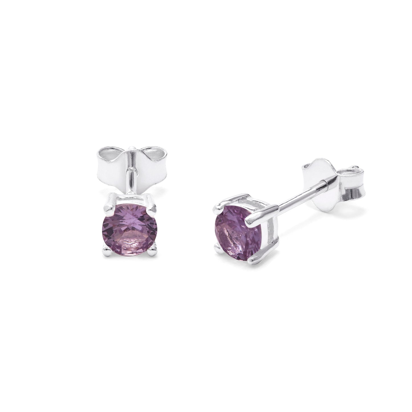 Sterling Silver Alexandrite CZ June Claw 4mm Stud Earrings