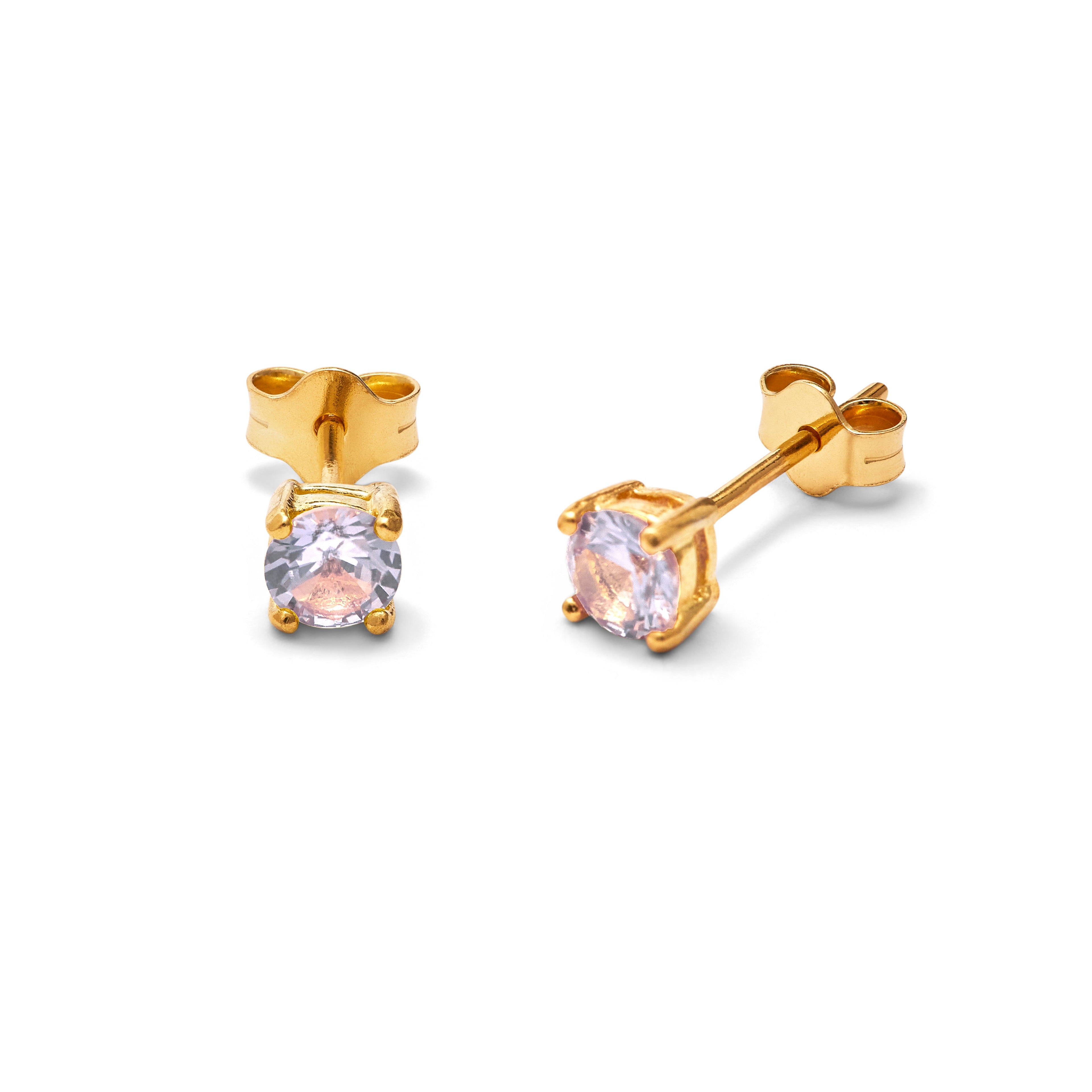 Vergoldet Sterlingsilber Alexandrit CZ Juni 4 mm Ohrstecker