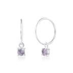 Sterlingsilber Alexandrit CZ Juni 12 mm Anhänger Creolen Ohrringe