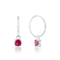 Sterlingsilber Rubin CZ Juli Geburtsstein 12 mm Creolen Ohrringe