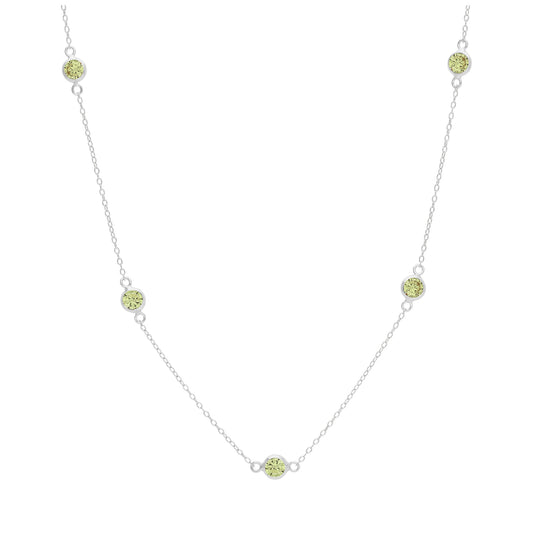 Sterlingsilber Mehr Peridot CZ August Geburtsstein Halskette