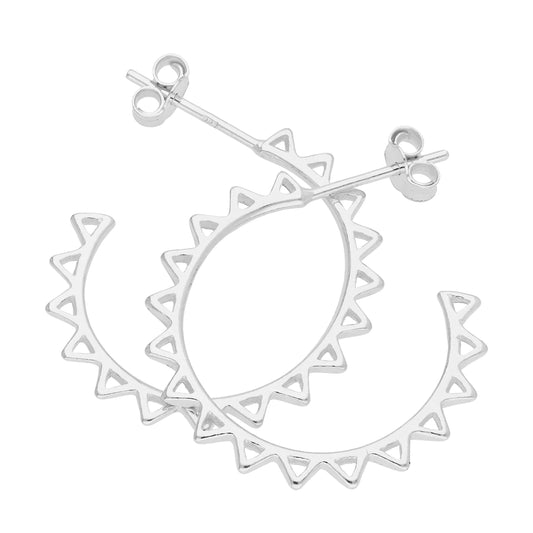 Sterling Silver Spike Open 23mm Hoop Stud Earrings