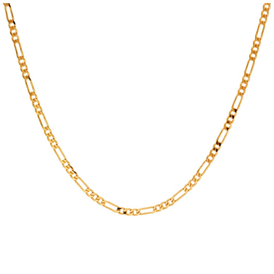 9ct Gold Diamond Cut Figaro Curb Chain Necklace 18 - 20 Inch