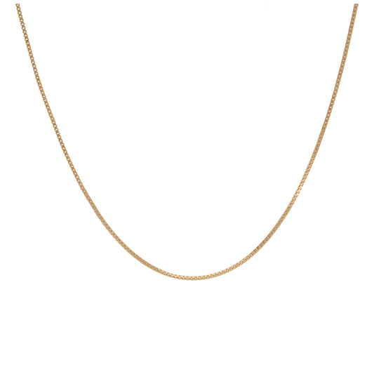 9ct Gold Fine Box Chain Necklace - 18 - 20 Inches