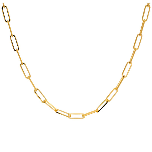 9ct Gold Long Link Chain Necklace - 18 - 20 Inches