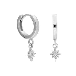 Sterlingsilber CZ Stern Anhänger 12 mm Klappcreolen Ohrringe