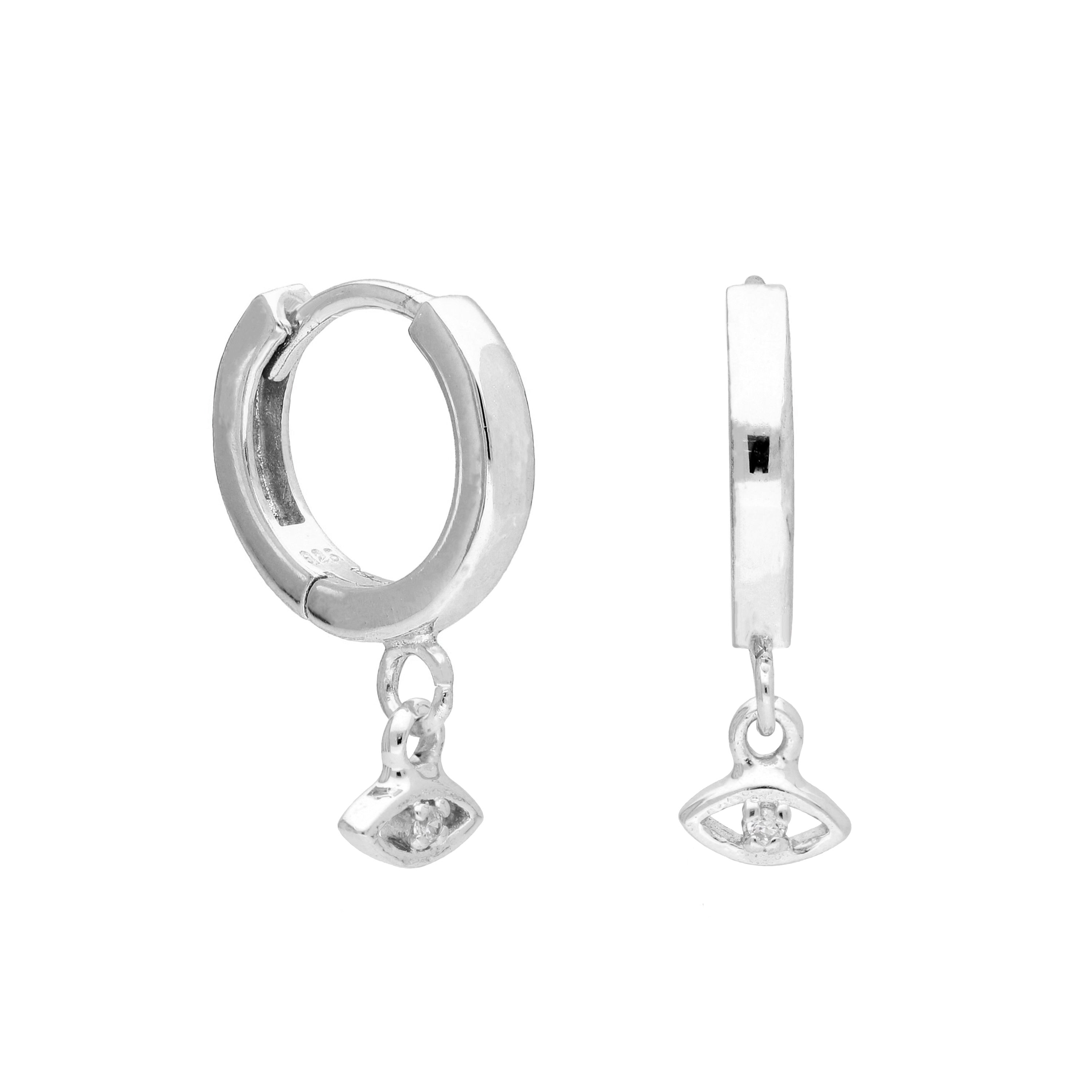 Sterlingsilber CZ Auge Anhänger Dick 12 mm Klappcreolen Ohrringe