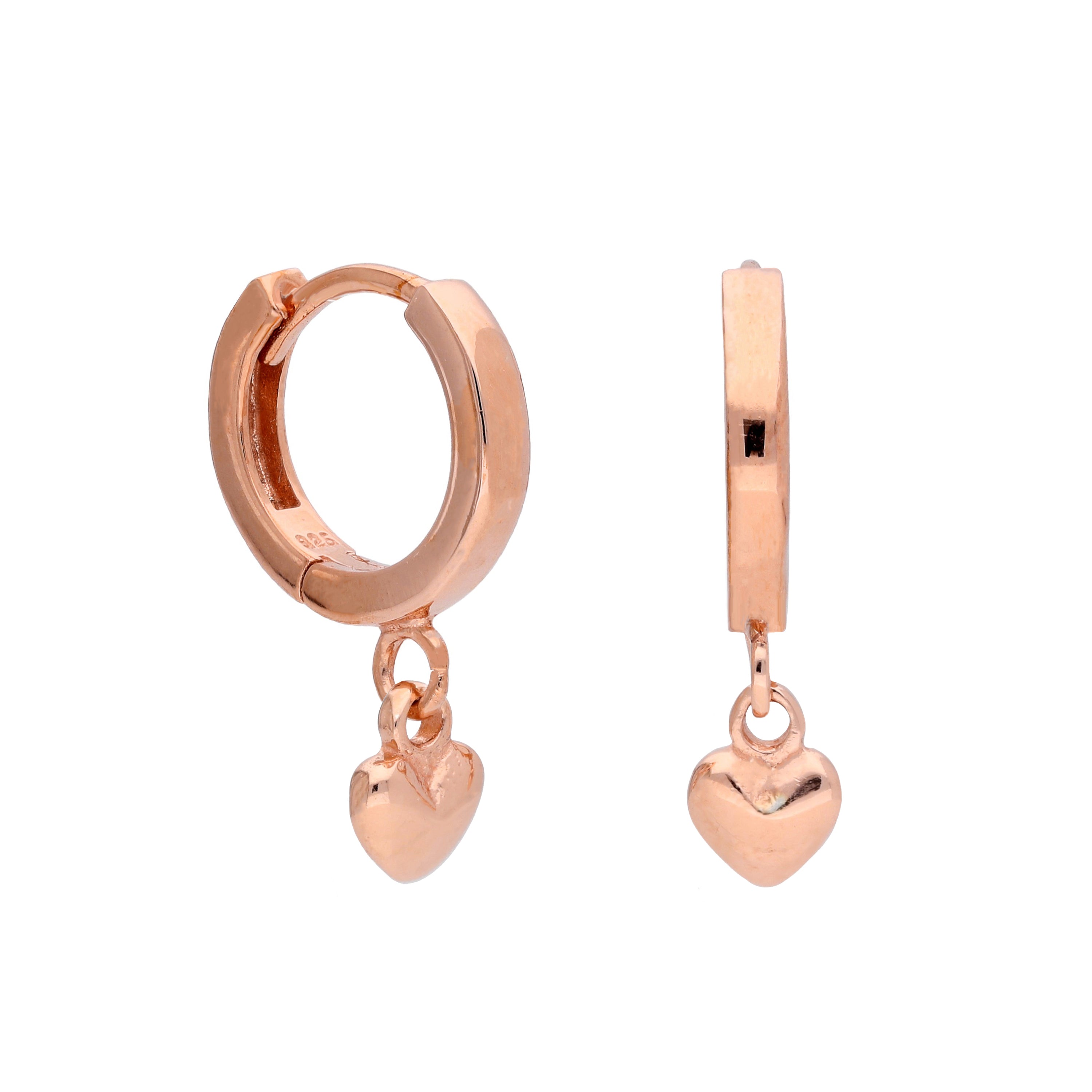 Rosévergoldet Sterlingsilber Herz 12 mm Creolen Ohrringe