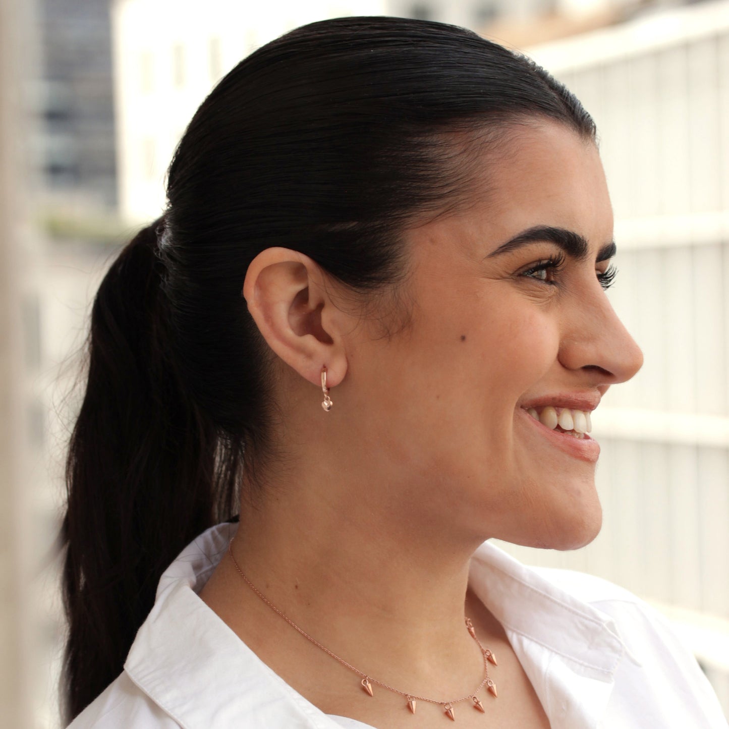 Rosévergoldet Sterlingsilber Herz 12mm Creolen Ohrringe