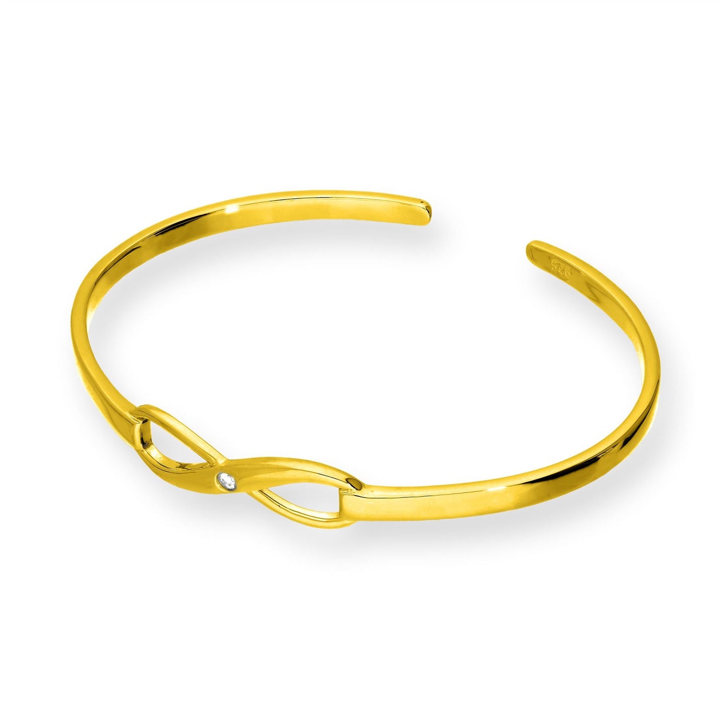 Gold Plated Sterling Silver & CZ Infinity Torque Bangle