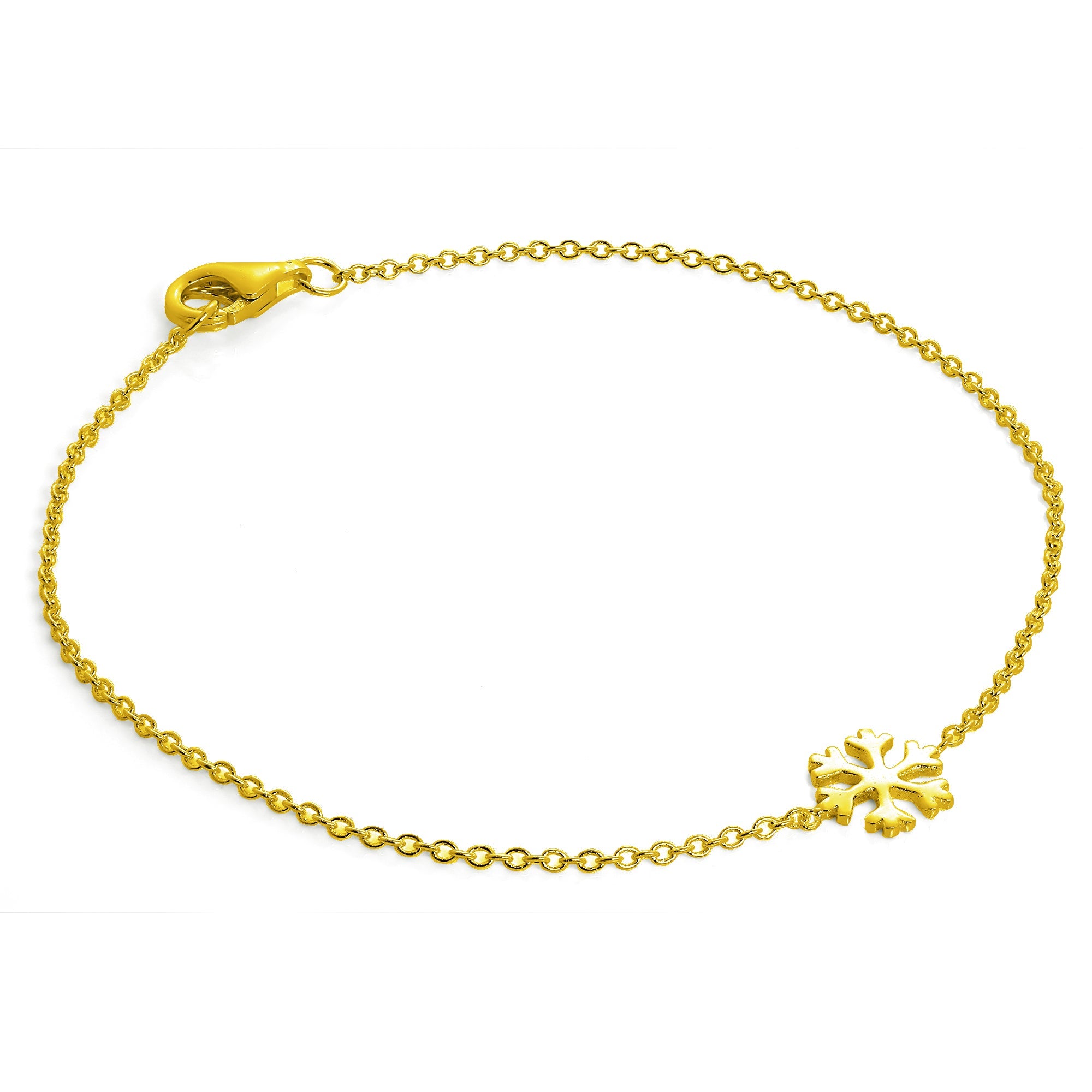 Vergoldet Sterlingsilber Schneeflocke Armband - 18 cm