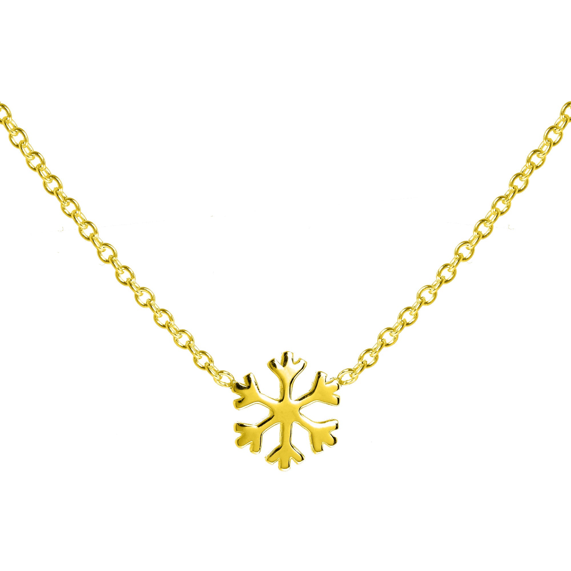 Vergoldet Sterlingsilber Schneeflocke Halskette - 45,5 cm