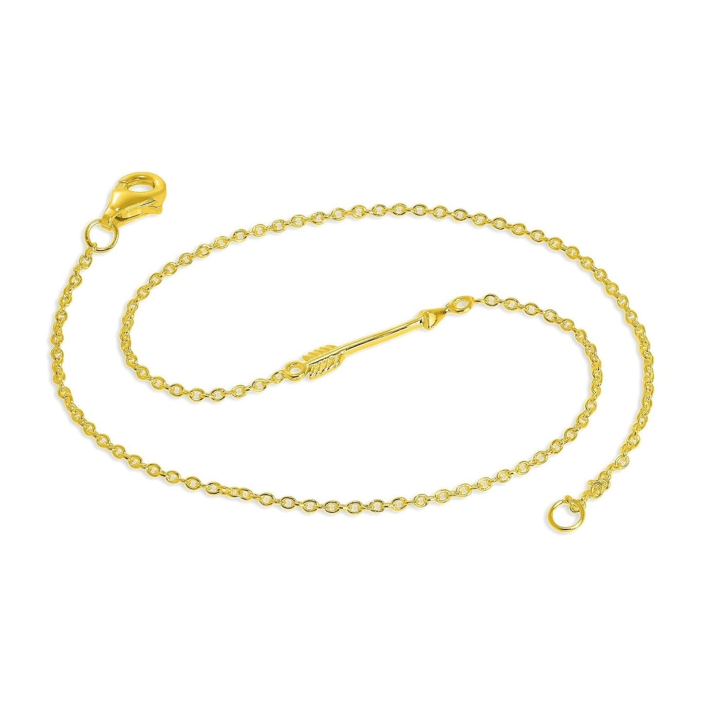 Gold Plated Sterling Silver Arrow Anklet - jewellerybox