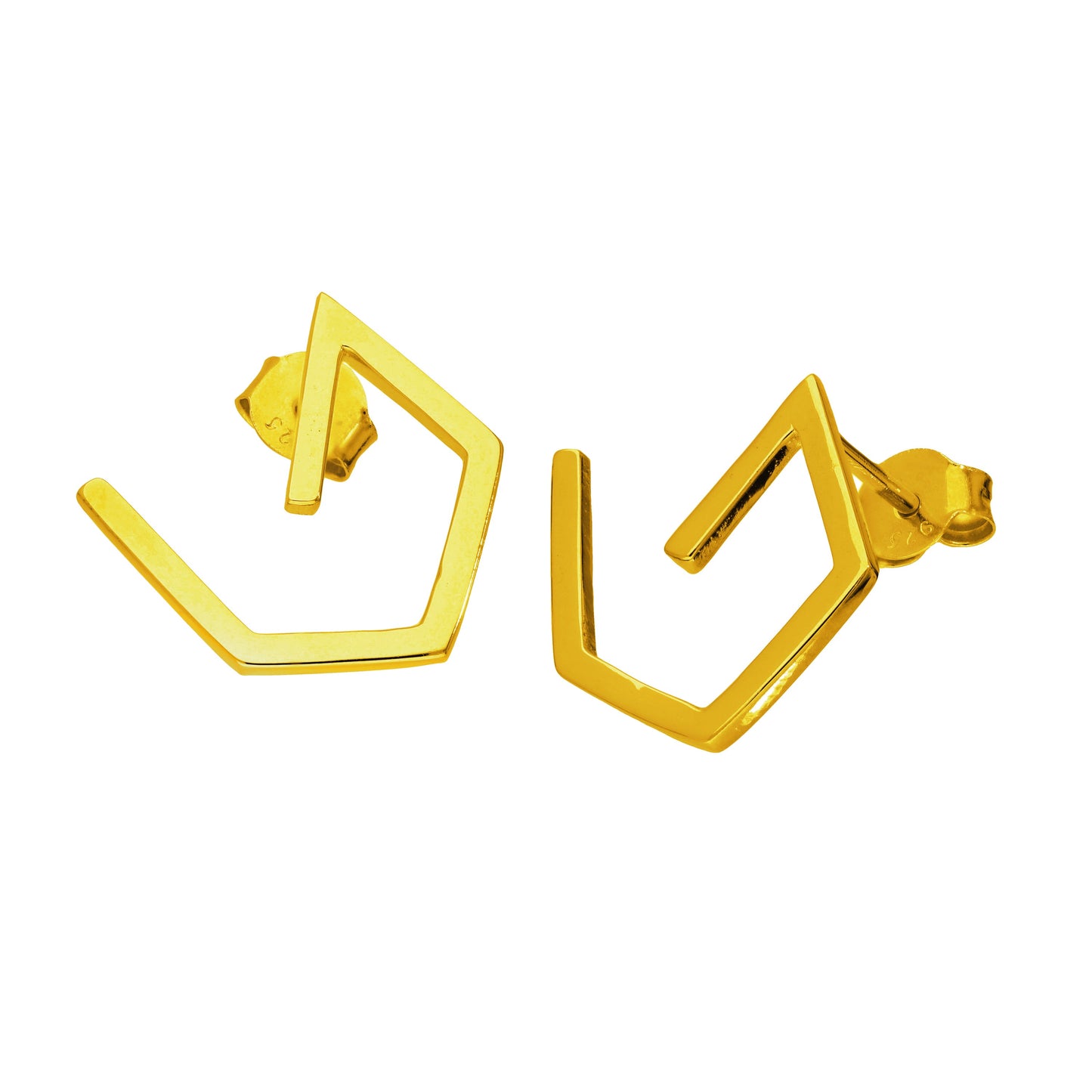 Gold Plated Sterling Silver Shape Stud Earrings