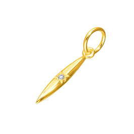 Vergoldeter Sterlingsilber & echter Diamant Spike Anhänger Charm