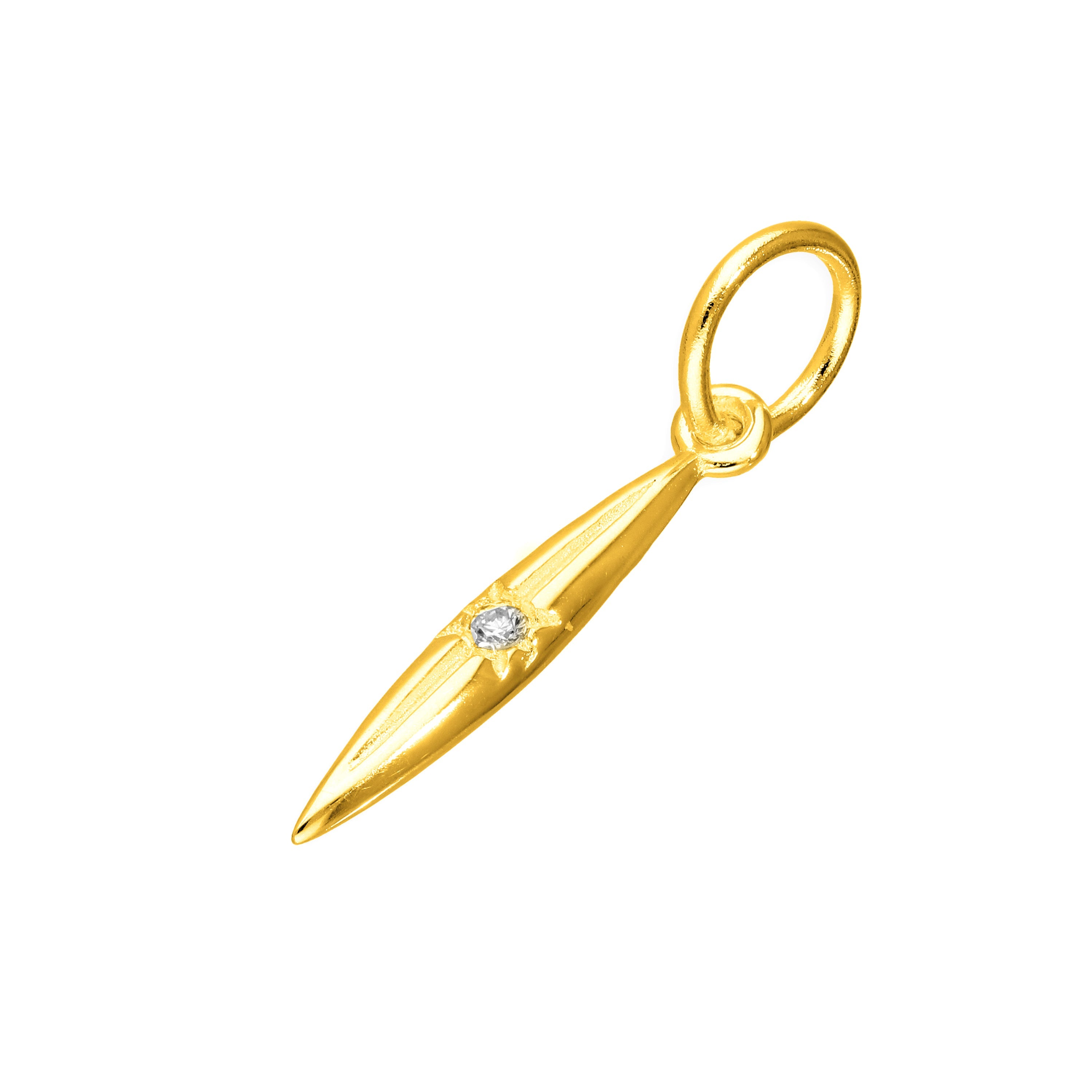 Vergoldeter Sterlingsilber & echter Diamant Spike Anhänger Charm