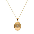 Ovales Medaillon aus 9 Karat Gold mit Diamant, Halskette, 40–50 cm