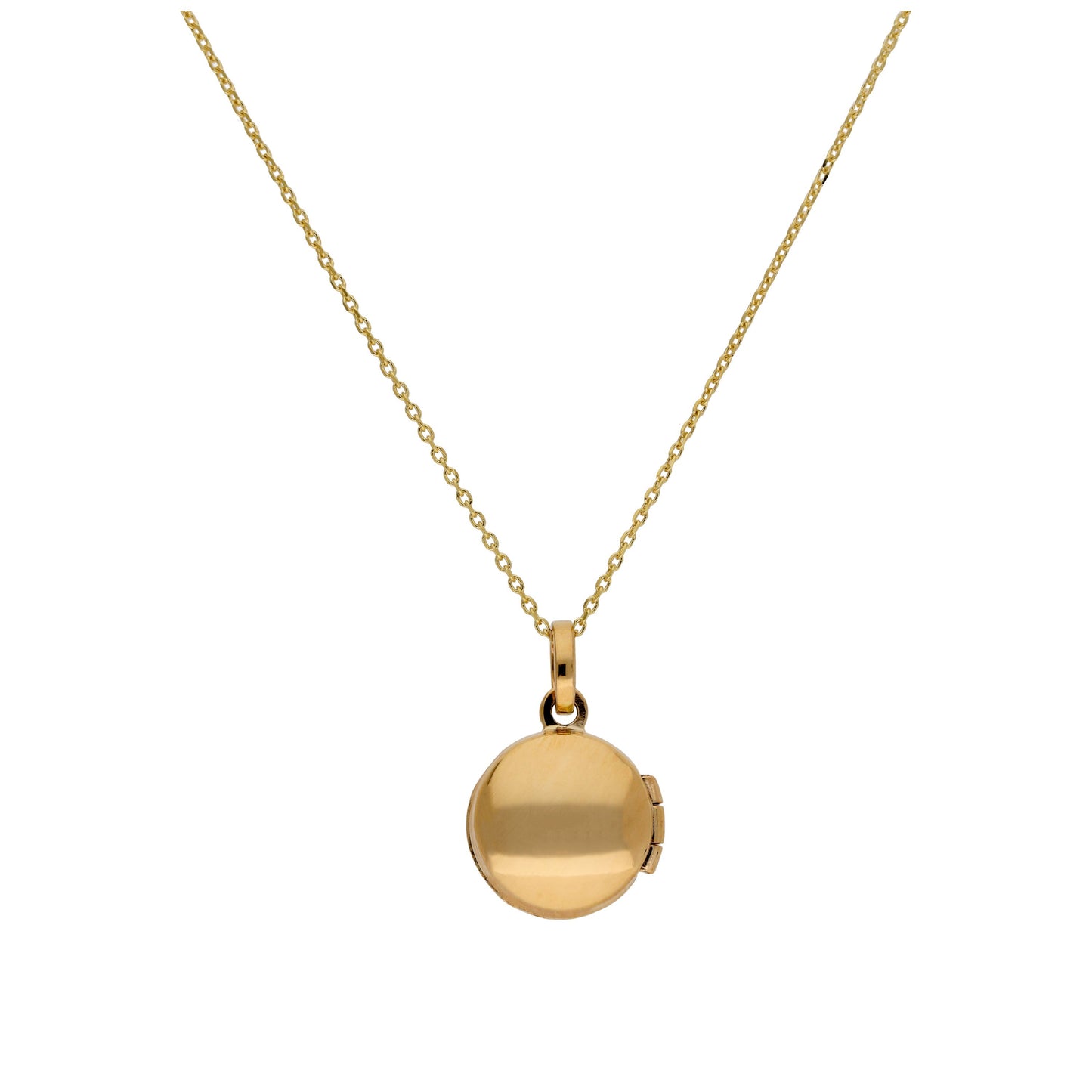 Kleine runde Medaillon-Halskette aus 9 Karat Gold mit Belcher-Kette, 40–50 cm