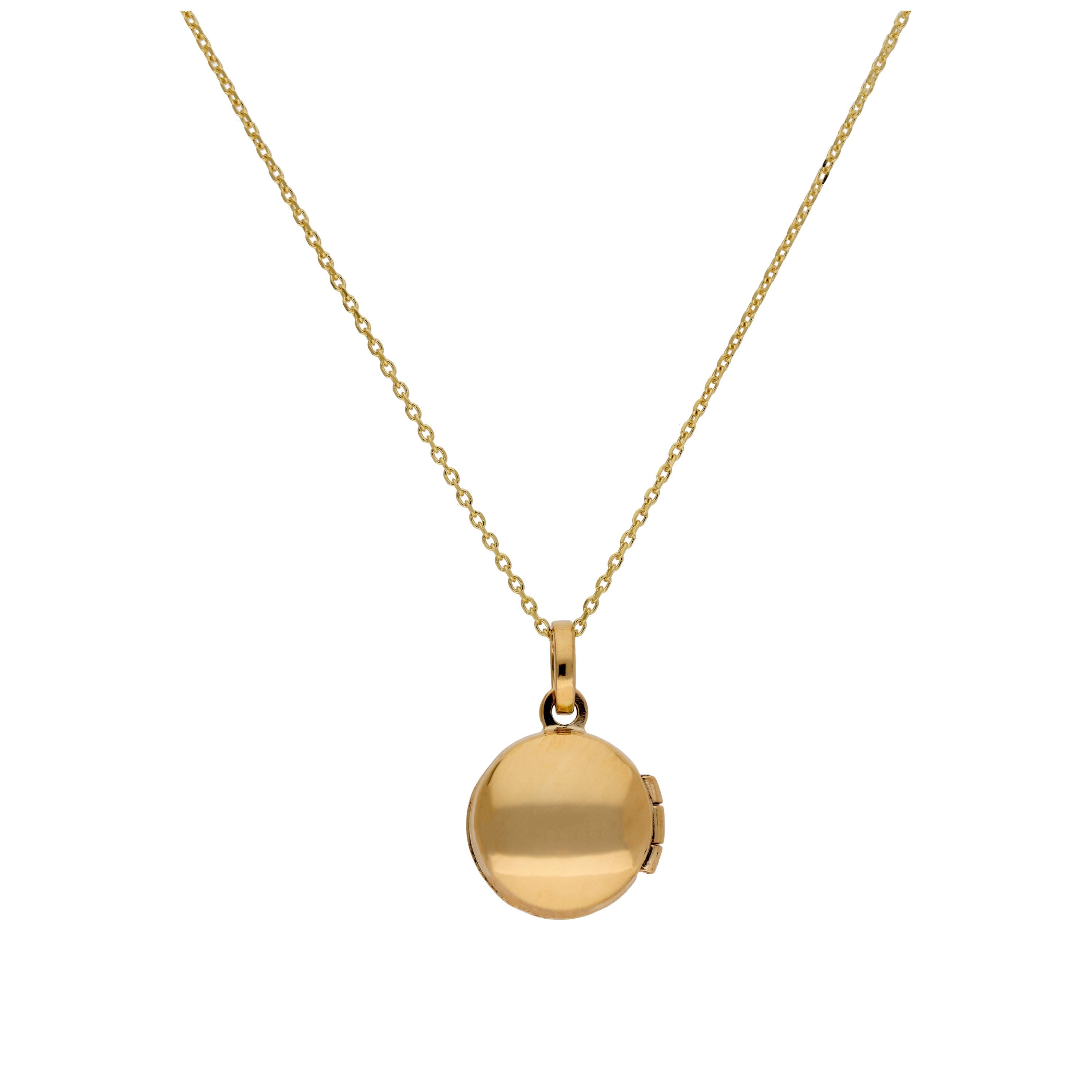 Kleine runde Medaillon-Halskette aus 9 Karat Gold mit Belcher-Kette, 40–50 cm