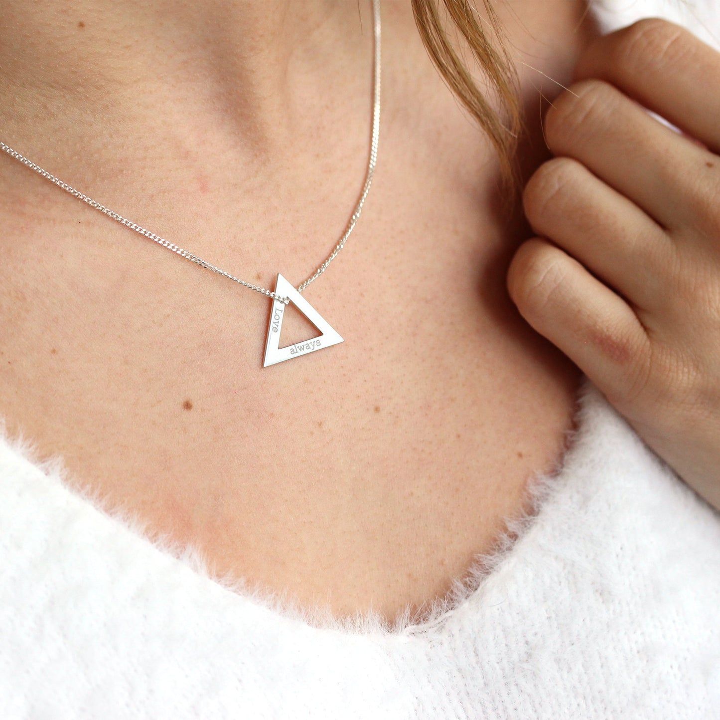 Personalised Sterling Silver Family Name Triangle Necklace