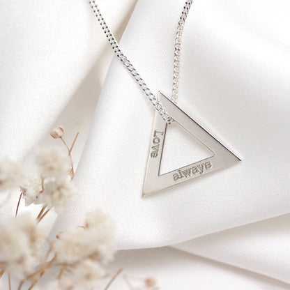 Bespoke Sterling Silver Triangle Name Necklace 16 - 28 Inches