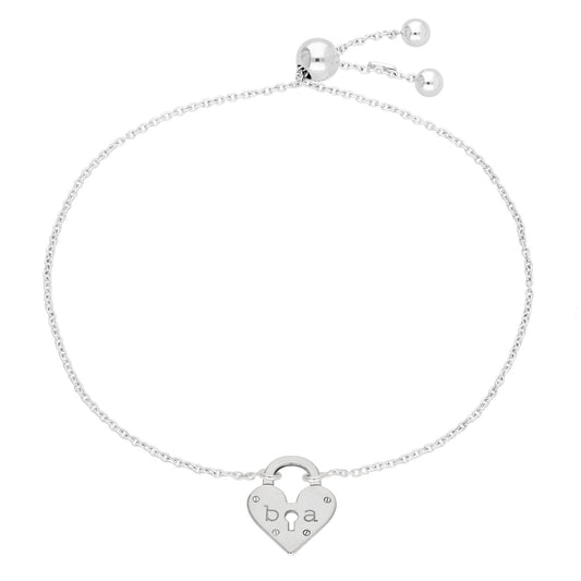 Bespoke Sterling Silver Initials Keyhole Heart Padlock Bracelet - jewellerybox
