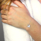 Personalisiertes Sterlingsilber Initialen Herz Vorhängeschloss-Armband