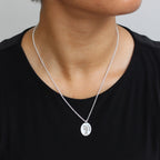 Maßgefertigt Sterlingsilber Fußabdruck Oval Name Halskette 16 - 61 cm