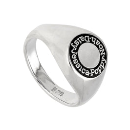 Maßgefertigter Sterlingsilber-Namensring mit Kreis und Siegel J - Z+1