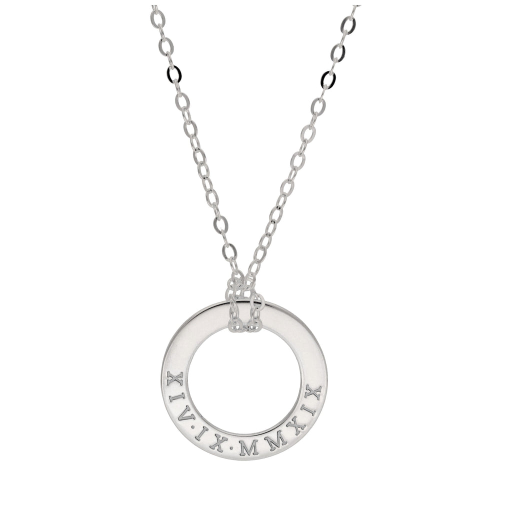 Personalisierte Halskette aus Sterlingsilber mit römischen Ziffern