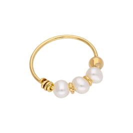 9 Karat Gold Dreifach Süßwasser Perle 10 mm 24Ga Nasenring