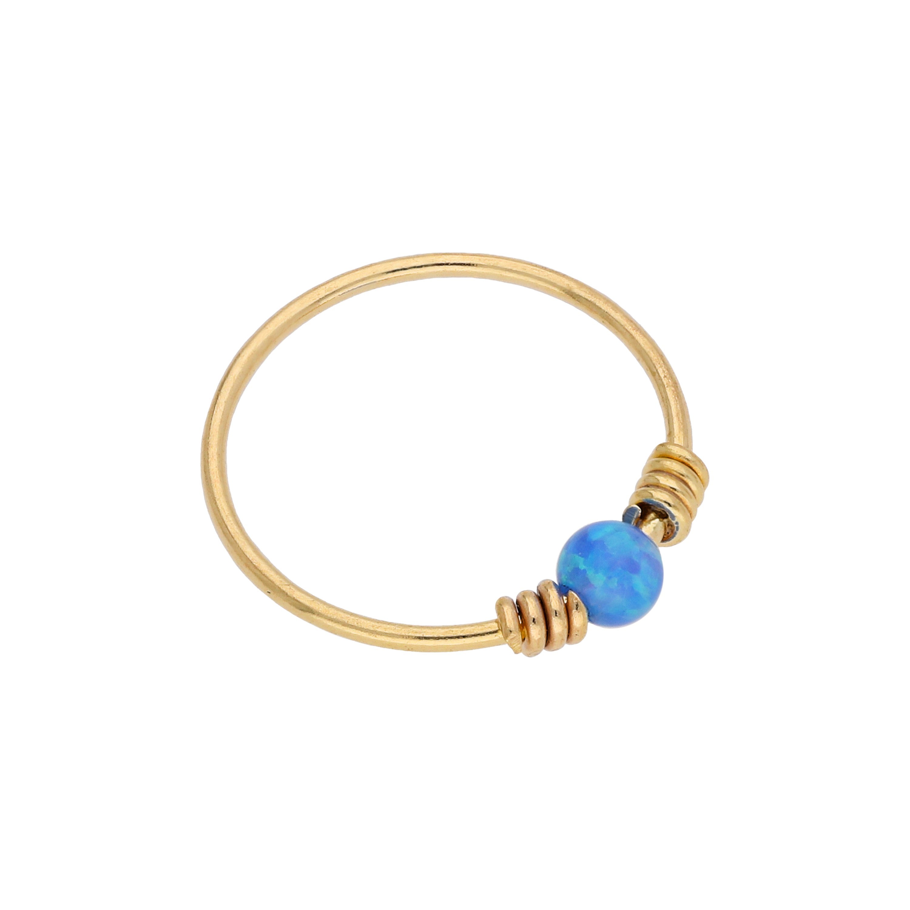 9 Karat Gold Sprungfeder Blau Opal Stein 10 mm 24Ga Nasenring