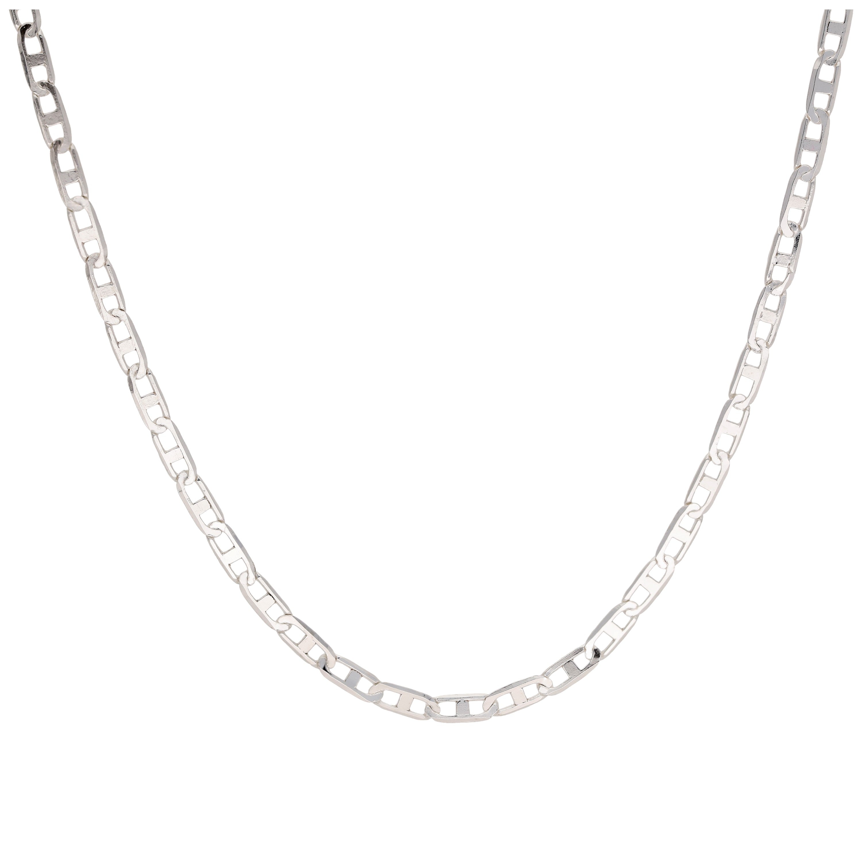 Sterlingsilber Flach Kabel Kettenglied Halskette - 45,5 cm