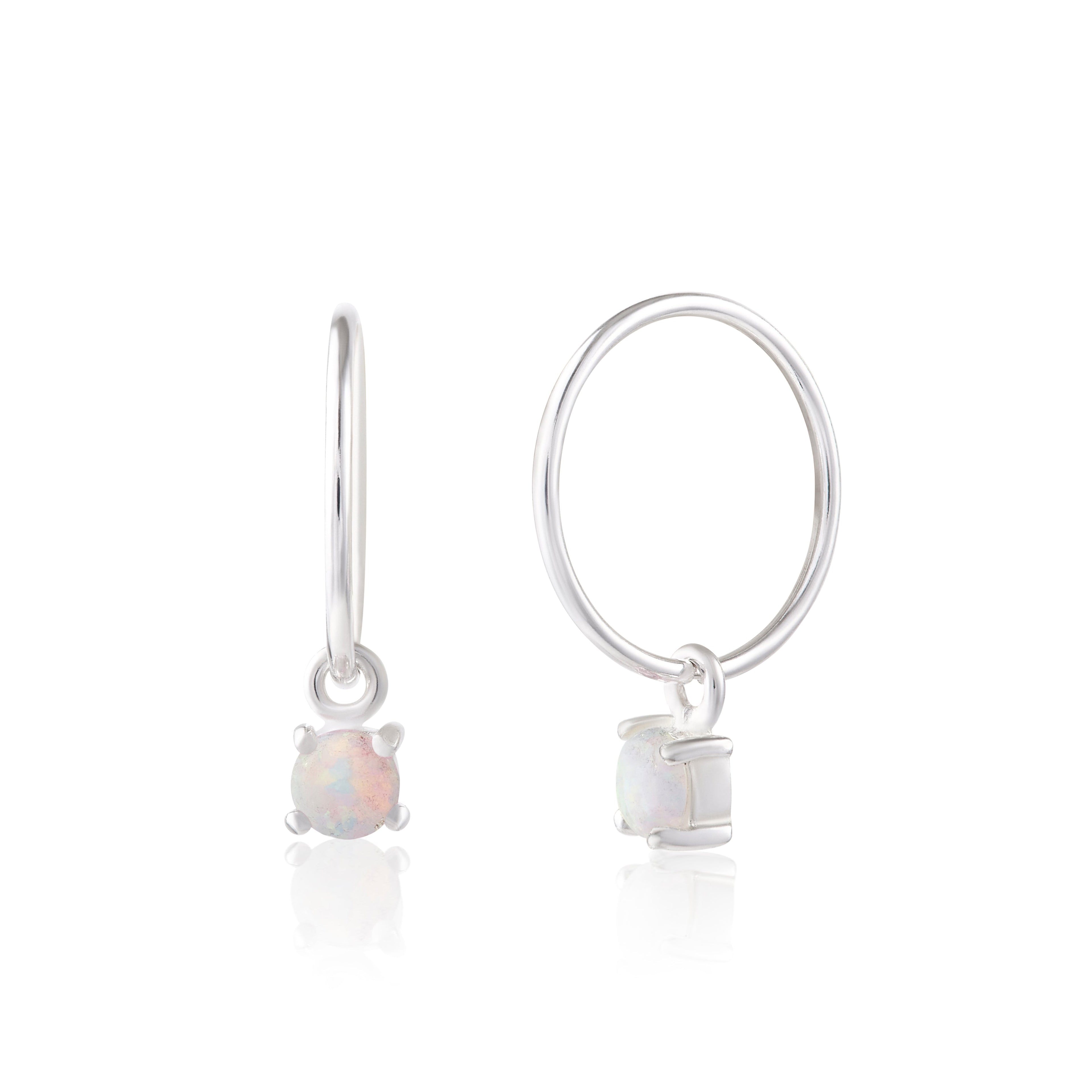Sterlingsilber CZ Opal Oktober 12 mm Anhänger Creolen Ohrringe
