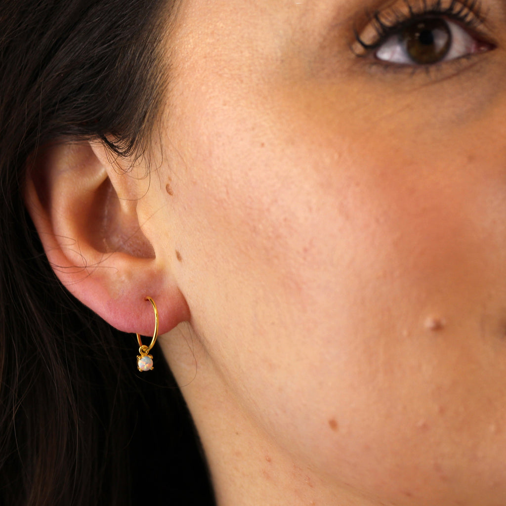 Vergoldet Sterlingsilber Opal CZ 12 mm Anhänger Creolen Ohrringe