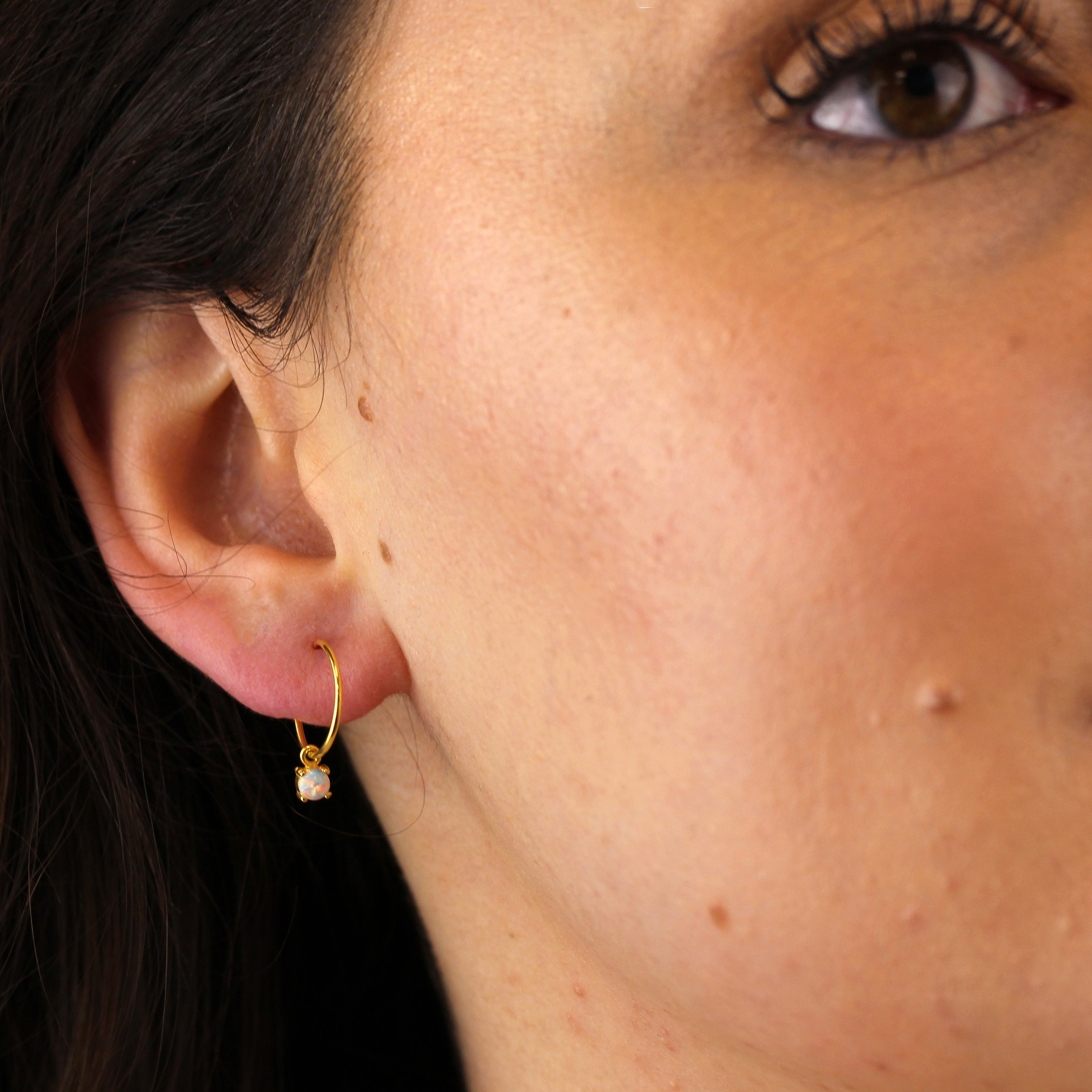 Vergoldet Sterlingsilber Opal CZ 12 mm Anhänger Creolen Ohrringe