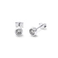 Sterlingsilber Klar CZ April Überschliff 4 mm Ohrstecker